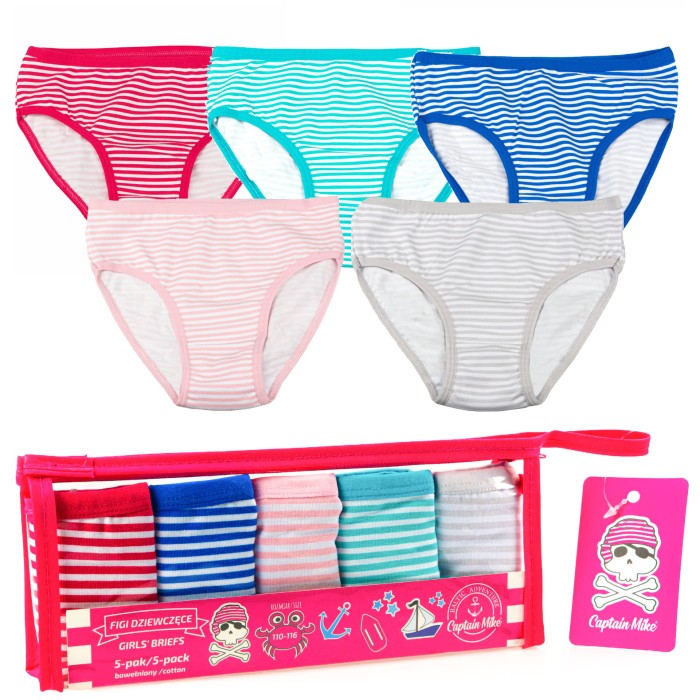 Bielizna dziewczęca Captain Mike 5 pack mix paski
