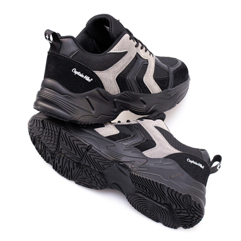 Sneakersy, buty sportowe męskie ,Captain Mike , czarne , modne, wygodne, na lato , na wiosnę, komfortowe, ponadczasowy model, klasyczne,  na jesień