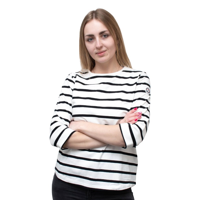 bluzka, koszulka, bawełniana, w paski, w pasy, 3/4 rękaw, modna, wygodna, przyjemna w dotyku, na różne okazje, biało czarna