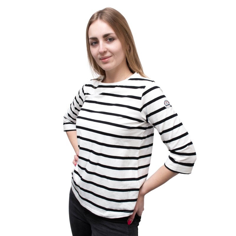 bluzka, koszulka, bawełniana, w paski, w pasy, 3/4 rękaw, modna, wygodna, przyjemna w dotyku, na różne okazje, biało czarna