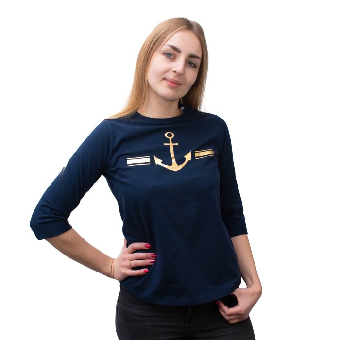 Koszulka damska granatowa z kotwicą bawełna Captain Mike