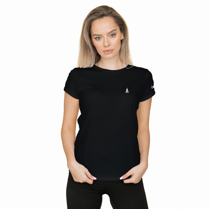 T-shirt damski czarny CAPTAIN'S LINE