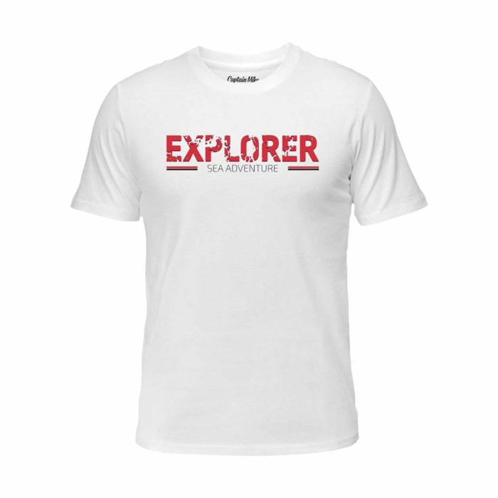 Koszulka męska bawełna turecka  biała z nadrukiem, T-shirt Captain Mike