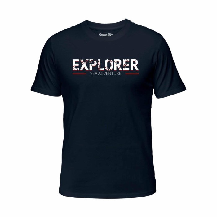 Koszulka męska bawełna turecka granatowa z nadrukiem, T-shirt Captain Mike