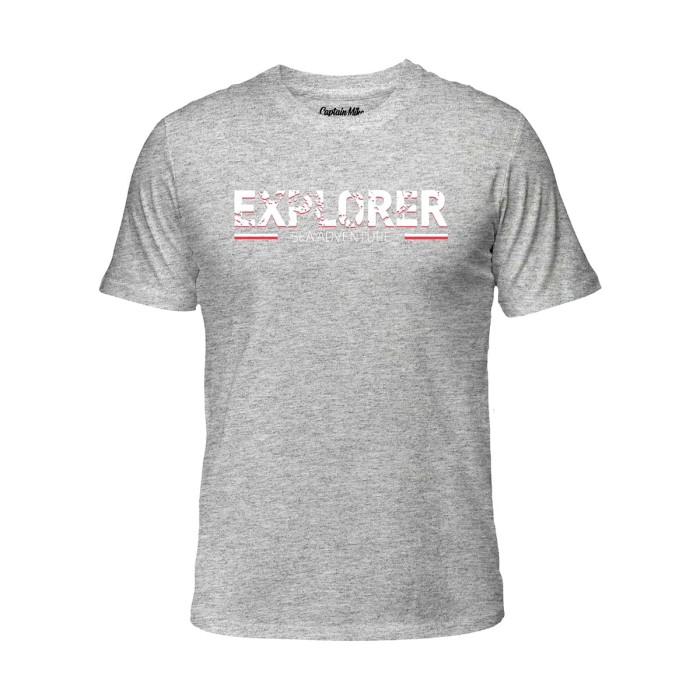 Koszulka męska bawełna turecka szara z nadrukiem, T-shirt Captain Mike