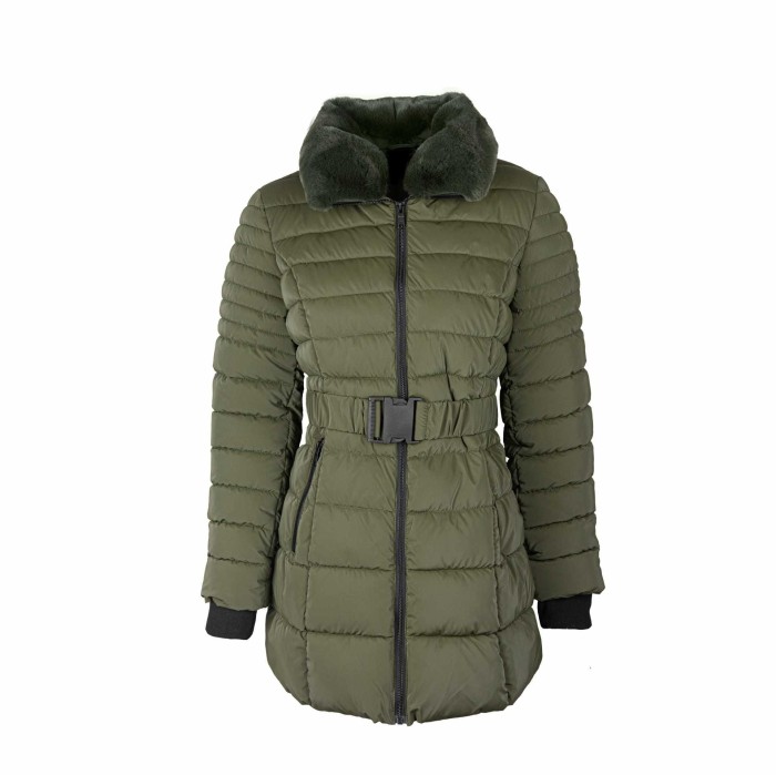 Kurtka zimowa damska z futrem CHALET khaki