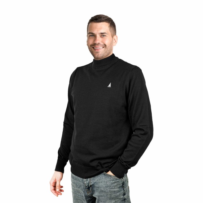 Sweter męski półgolf czarny Captain Mike