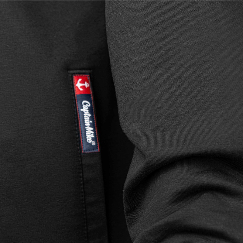 Bluza dresowa męska z kapturem rozpinana czarna Captain Mike