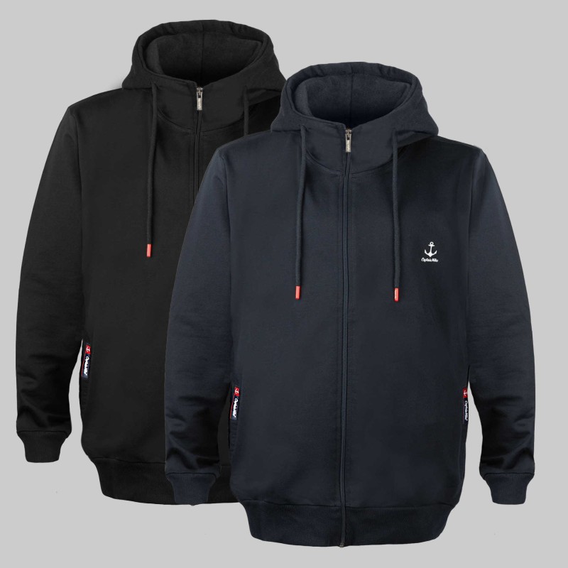 Bluza dresowa męska z kapturem rozpinana czarna Captain Mike