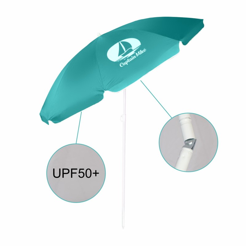 Parasol plażowy łamany z filtrem UPF50+ Captain Mike 160cm