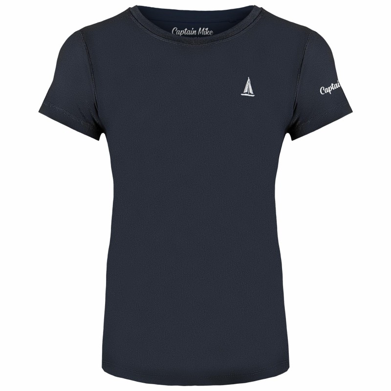 T-SHIRT damski koszulka granatowa z haftem Captain Mike Bawełniana
