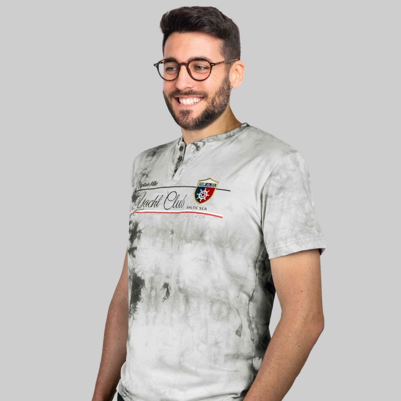 KOSZULKA Męska T-SHIRT z Haftem DELIKATNA Bawełna CAPTAIN MIKE szara