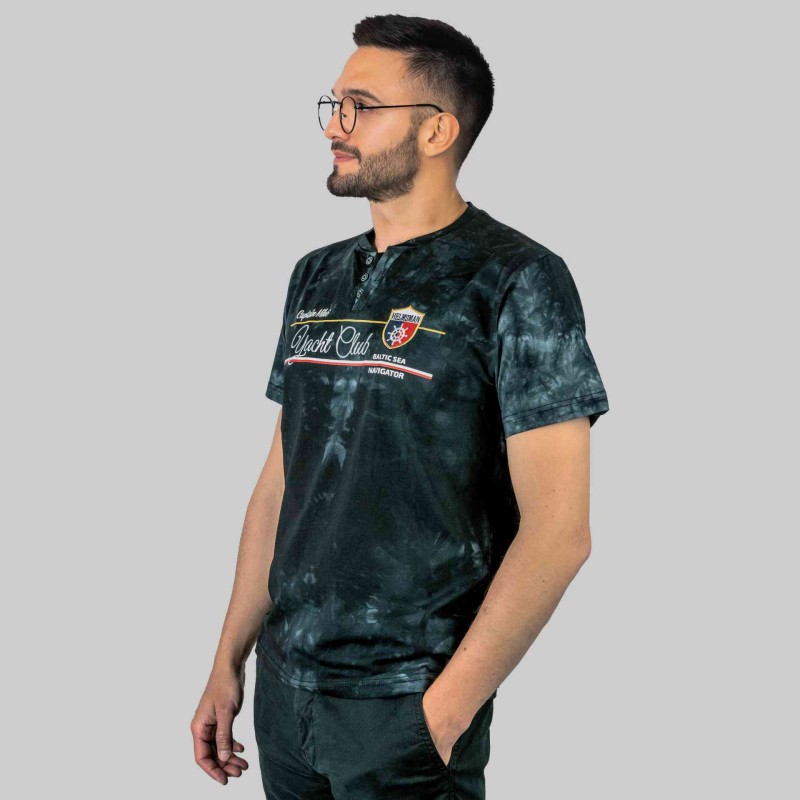 KOSZULKA Męska T-SHIRT z Haftem DELIKATNA Bawełna CAPTAIN MIKE czarna