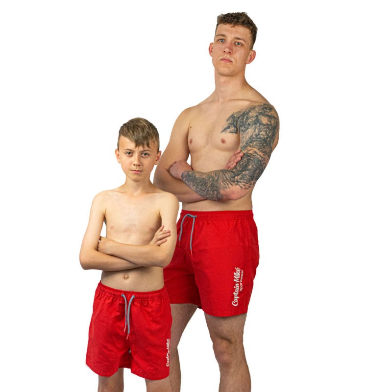 Szorty kąpielowe męskie szybkoschnące na plaże czerwone Captain Mike