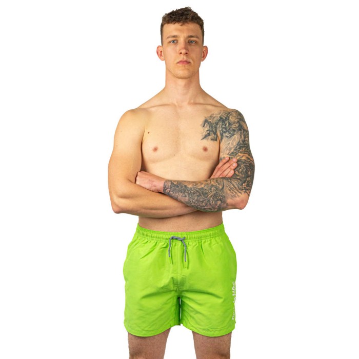 Szorty kąpielowe męskie szybkoschnące na plaże limonkowe Captain Mike