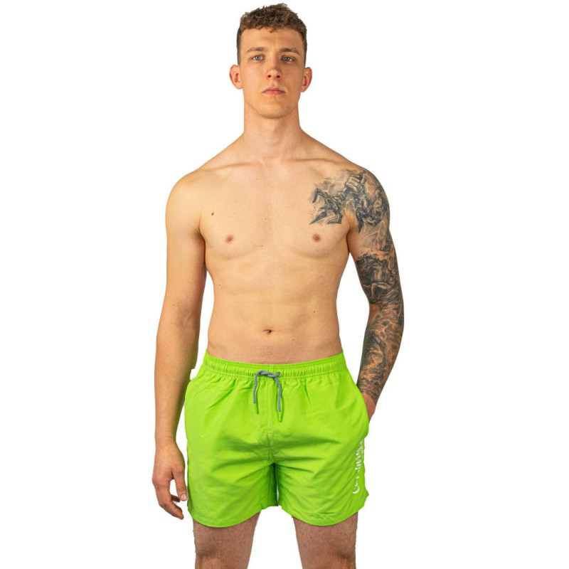 Szorty kąpielowe męskie szybkoschnące na plaże limonkowe Captain Mike