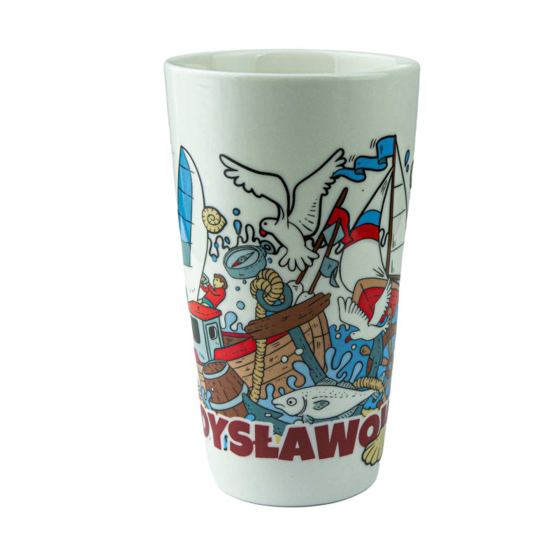 Duży kubek ceramiczny WŁADYSŁAWOWO pamiątka znad morza prezent Captain Mike
