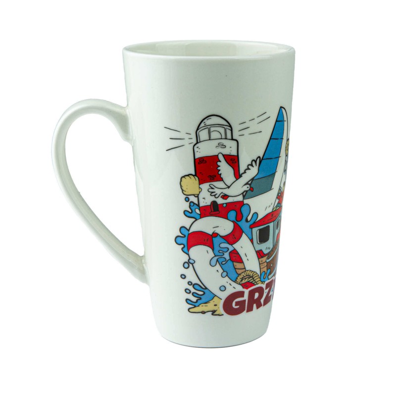 Duży kubek ceramiczny GRZYBOWO pamiątka znad morza prezent Captain Mike