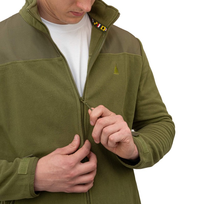 Polar ciepły męski bluza polarowa rozpinana khaki z kieszeniami Captain Mike