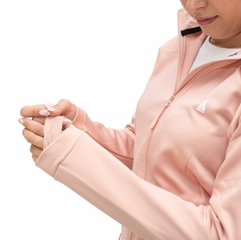 Polar ciepły damski bluza polarowa rozpinana różowa z kieszeniami Captain Mike