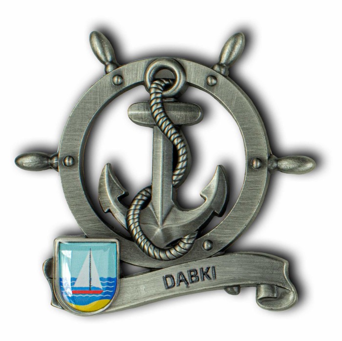 Magnes metalowy koło sterowe pamiątka Dąbki Captain Mike