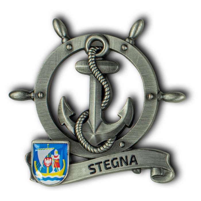 Magnes metalowy koło sterowe pamiątka Stegna Captain Mike