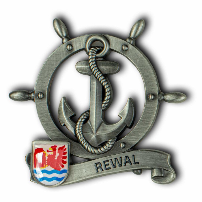 Magnes metalowy koło sterowe pamiątka Rewal Captain Mike