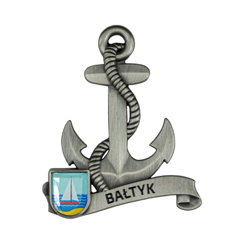 Magnes metalowy kotwica pamiątka Bałtyk Captain Mike
