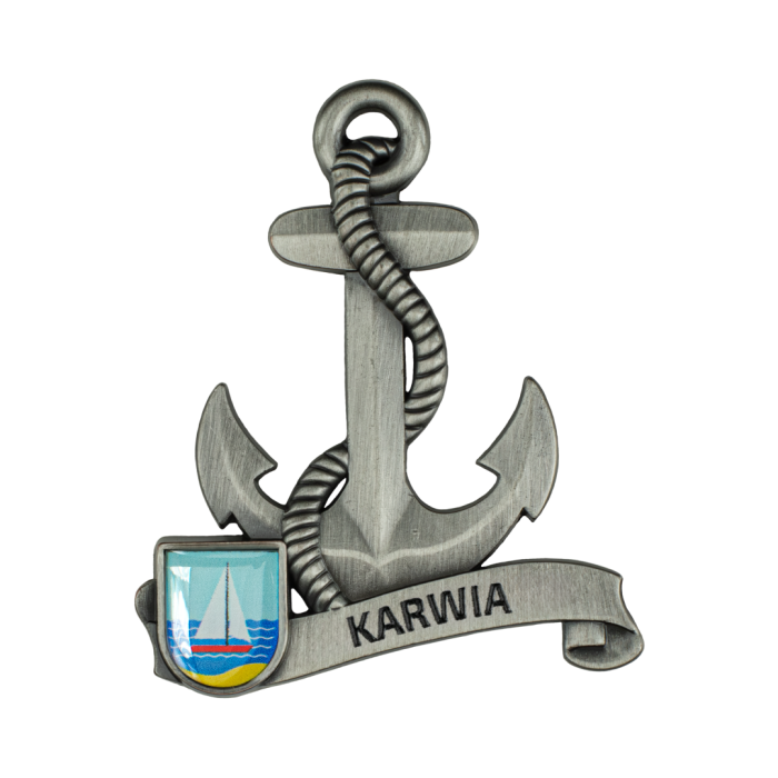 Magnes metalowy kotwica pamiątka Karwia Captain Mike