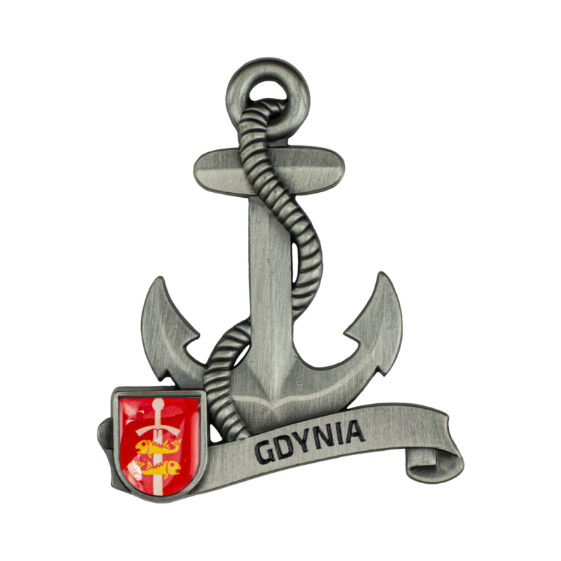 Magnes metalowy kotwica pamiątka Gdynia Captain Mike