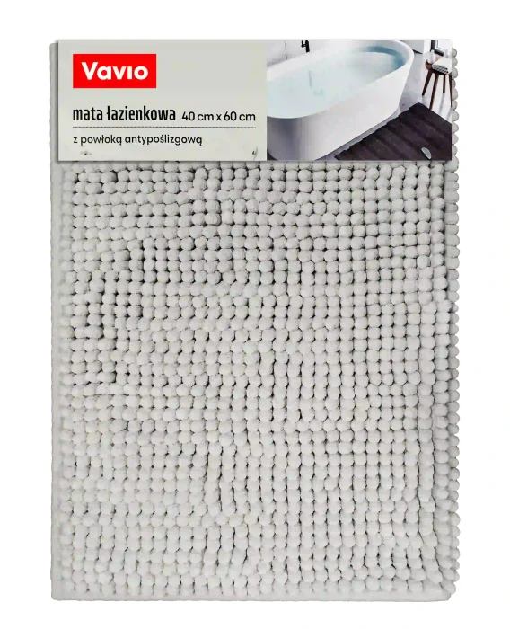 Mata łazienkowa z antypoślizgową powłoką 40x60cm, szary 1300 GSM