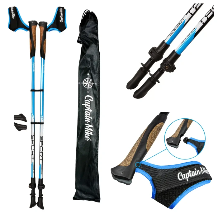 Lekkie kijki do chodzenia, NORDIC WALKING regulacja, aluminium lotnicze ZESTAW