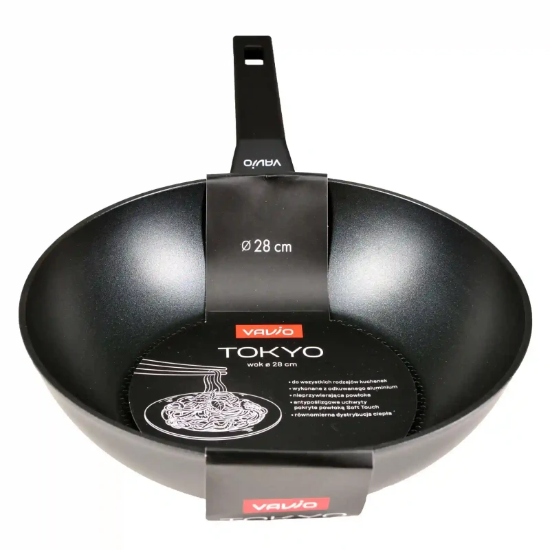 Patelnia wok czarna Vavio Tokyo 28 cm