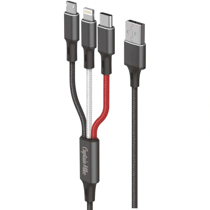 Kabel 3w1 1m USB-C / Micro-USB / Lightning – Wszechstronność w jednym kablu!