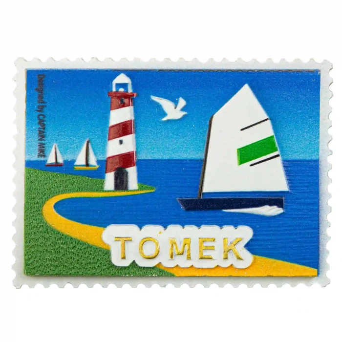 Magnes Imienny w Kształcie Znaczka Pocztowego z Motywem Morskim TOMEK