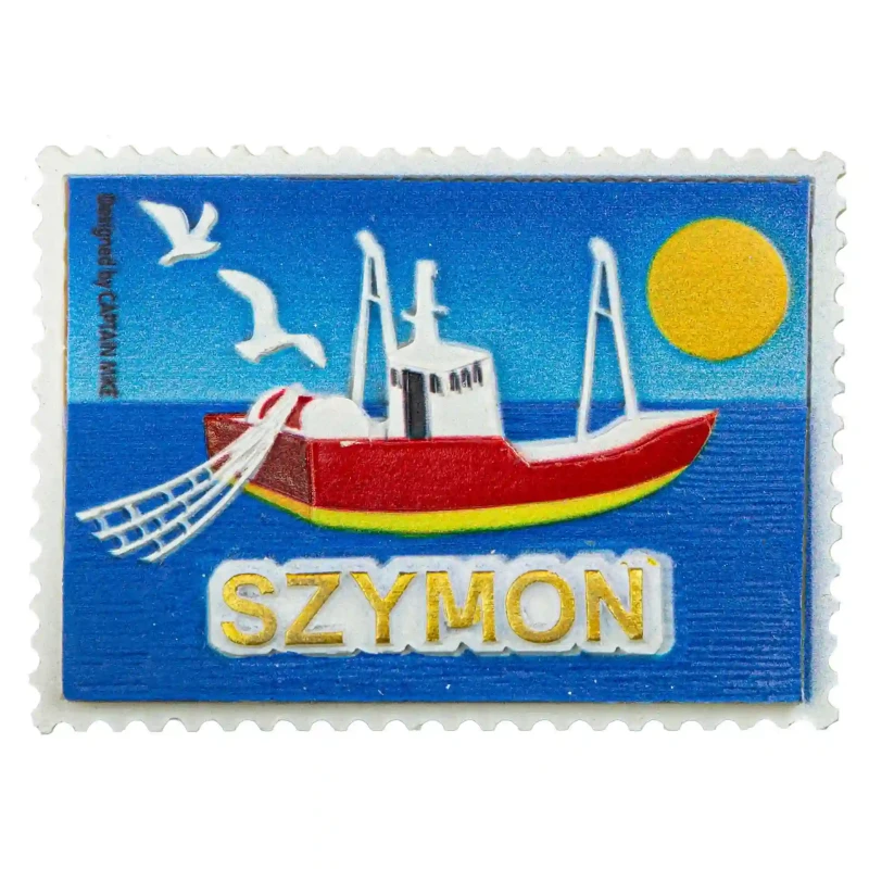 Magnes Imienny w Kształcie Znaczka Pocztowego z Motywem Morskim SZYMON