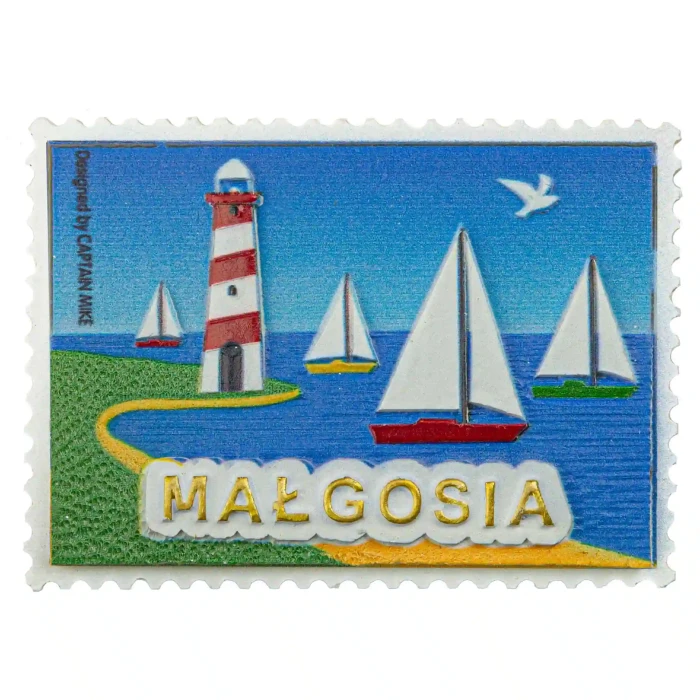 Magnes Imienny w Kształcie Znaczka Pocztowego z Motywem Morskim MAŁGOSIA