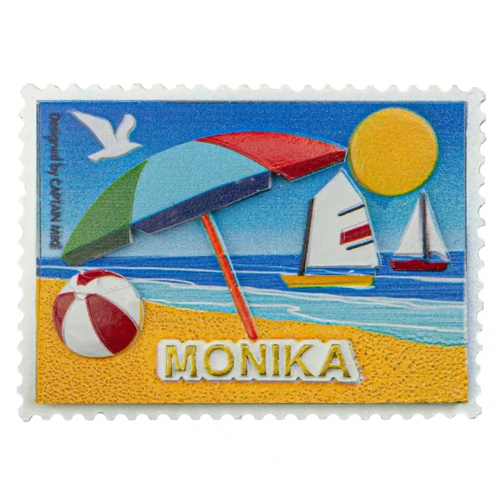 Magnes Imienny w Kształcie Znaczka Pocztowego z Motywem Morskim MONIKA