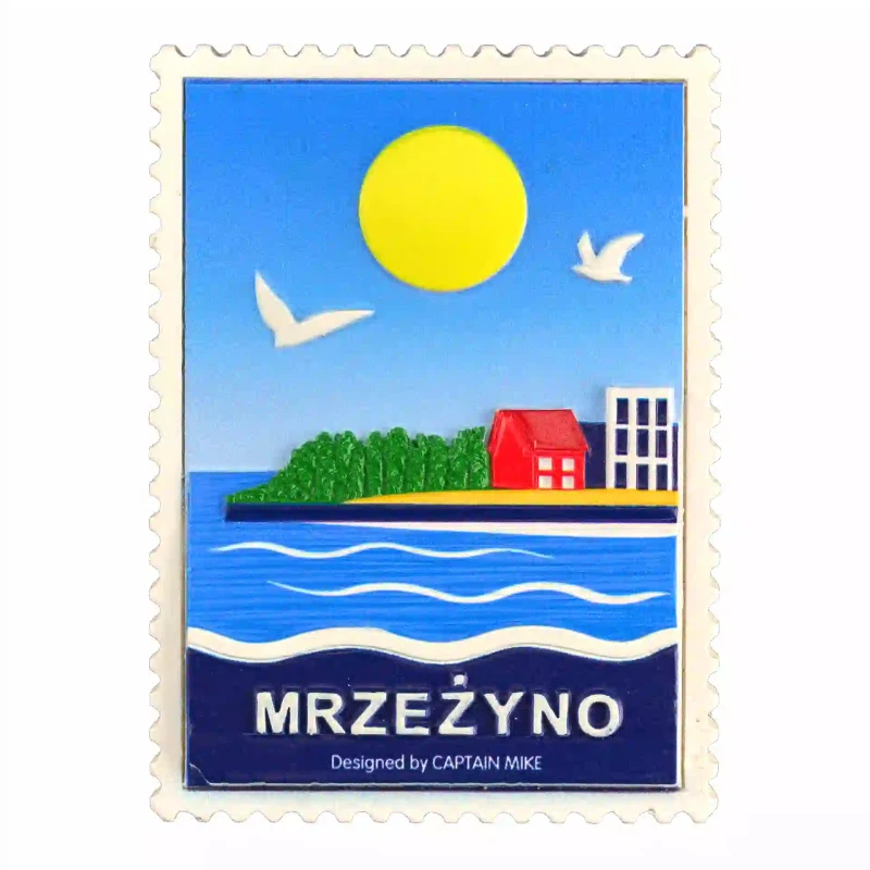Magnes w Kształcie Znaczka Pocztowego z Motywem Morskim MRZEŻYNO