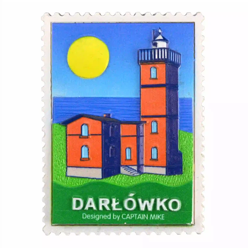 Magnes w Kształcie Znaczka Pocztowego z Motywem Morskim DARŁÓWKO