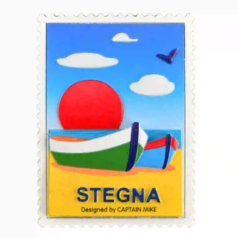 Magnes w Kształcie Znaczka Pocztowego z Motywem Morskim STEGNA