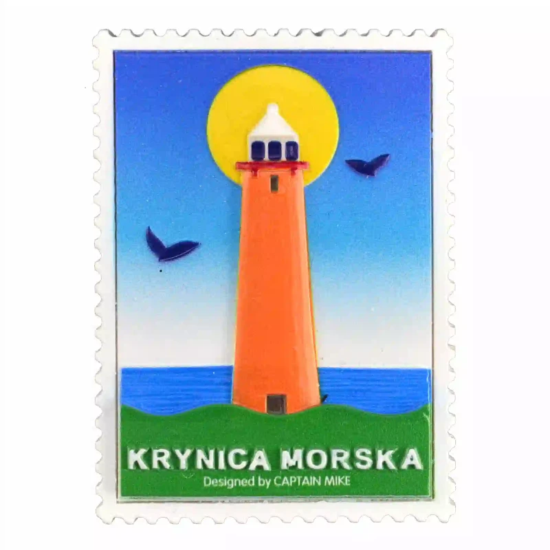 Magnes w Kształcie Znaczka Pocztowego z Motywem Morskim KRYNICA MORSKA