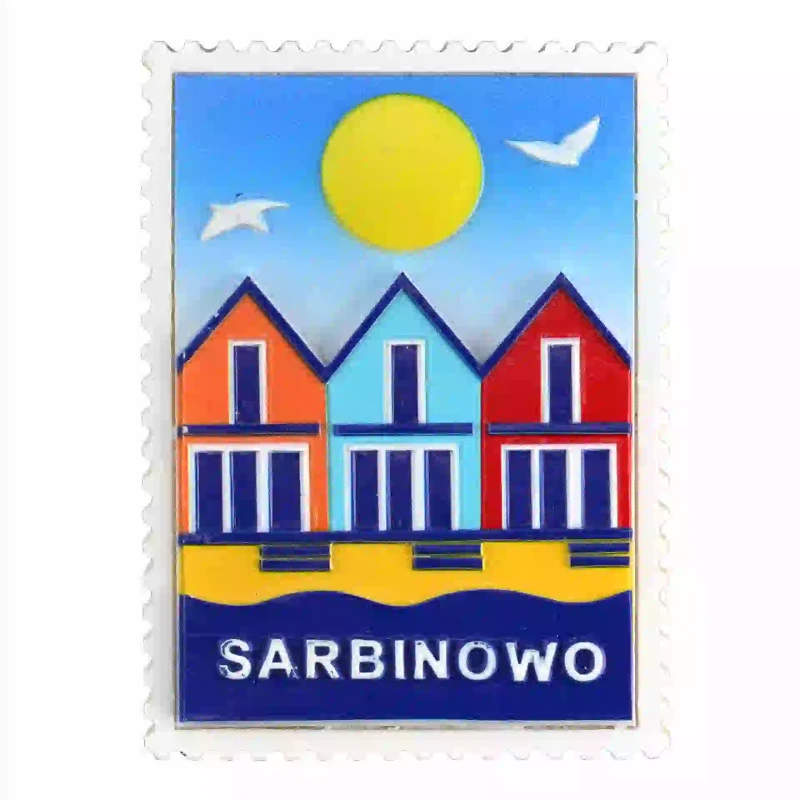 Magnes w Kształcie Znaczka Pocztowego z Motywem Morskim SARBINOWO