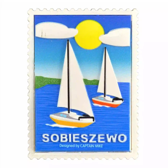 Magnes w Kształcie Znaczka Pocztowego z Motywem Morskim SOBIESZEWO