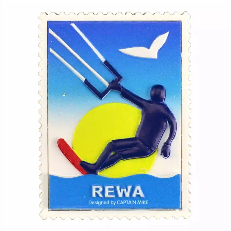 Magnes w Kształcie Znaczka Pocztowego z Motywem Morskim REWA