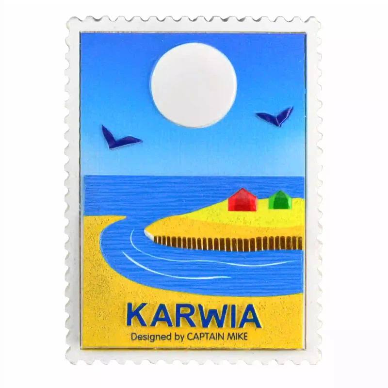Magnes w Kształcie Znaczka Pocztowego z Motywem Morskim KARWIA