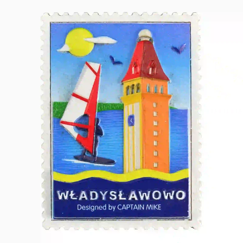 Magnes w Kształcie Znaczka Pocztowego z Motywem Morskim WŁADYSŁAWOWO
