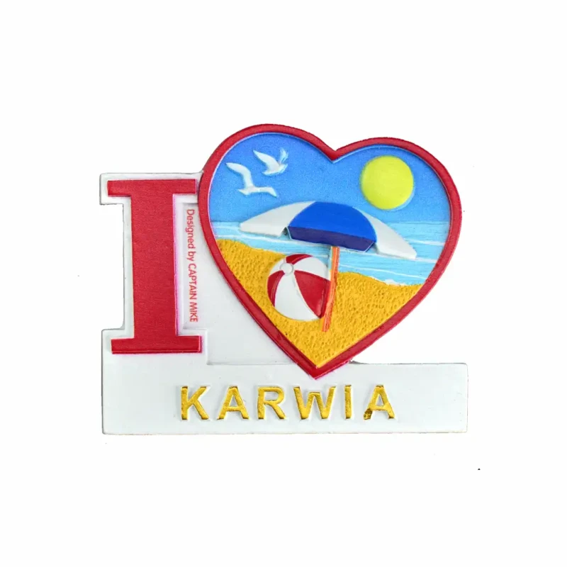 Magnes na lodówkę Pamiątka Serce I LOVE KARWIA Captain Mike