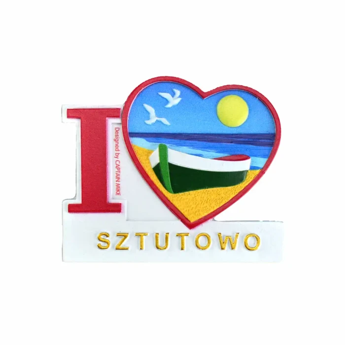 Magnes na lodówkę Pamiątka Serce I LOVE SZTUTOWO Captain Mike