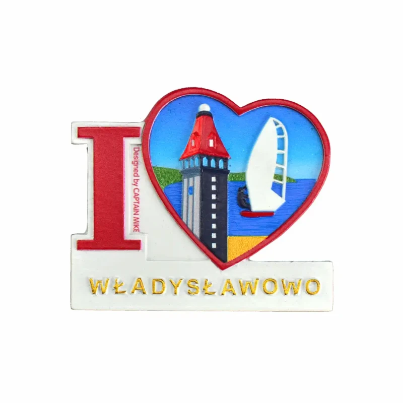 Magnes na lodówkę Pamiątka Serce I LOVE WŁADYSŁAWOWO Captain Mike